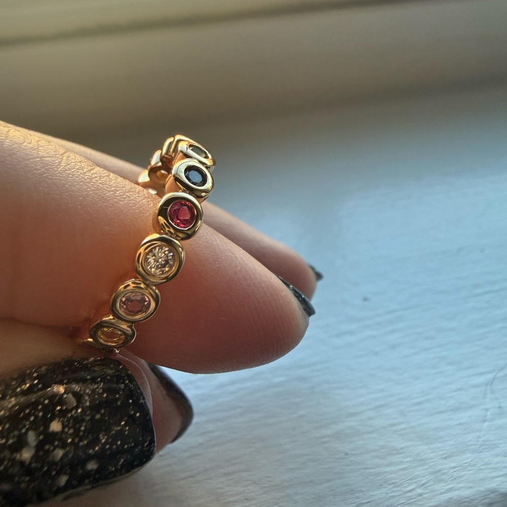 NWT Pretty Bird Jewelry gold plated multi colored eternity band size 6.5 - Picture 4 of 9